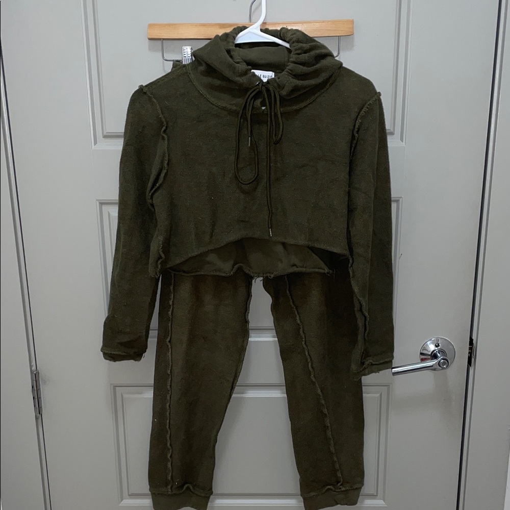 Danielle Guizio Olive Green Track Pants & Joggers Set